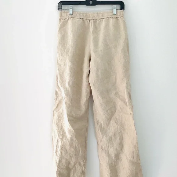 Tommy Bahama 100% Linen Beige Pants-Wide Leg Pull String Beachy Relaxed Fit - Picture 4 of 6